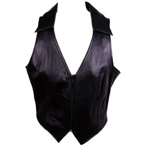 Genuine Women's Leather Motorcycle Vest SZ M